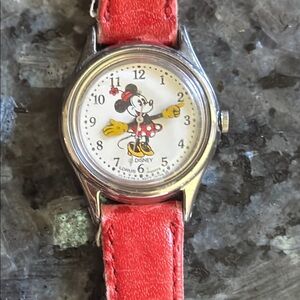 Vintage Disney Minnie Mouse Watch with Red Strap